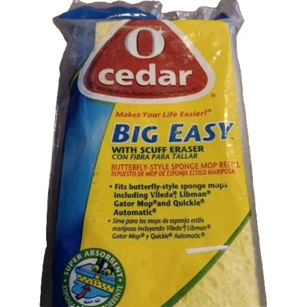 O'cedar BIG EASY Scuff Eraser Butterfly Style Sponge Mop Snap-On Refill New Vtg